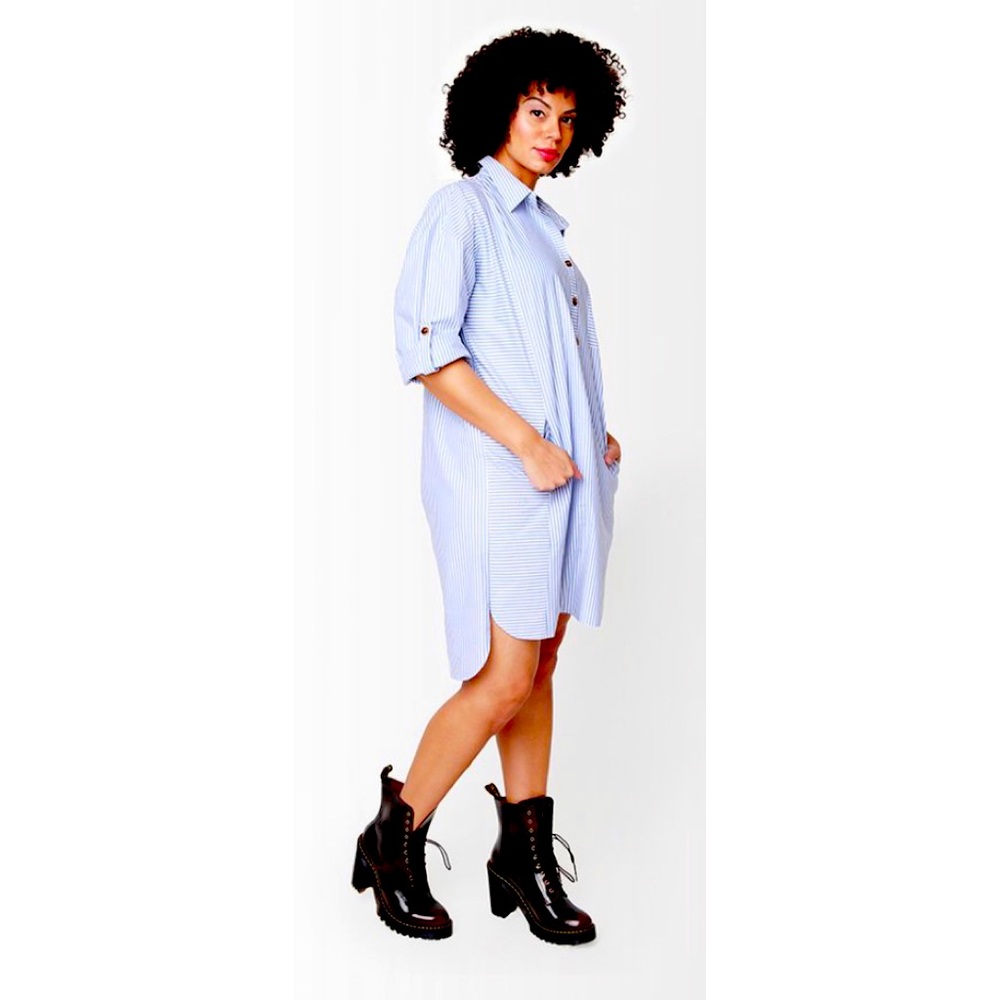 Shegul Light Blue Striped Dress Shirt